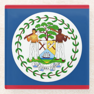 Glass coaster with flag of Belise