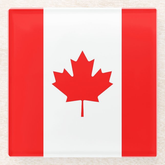 Glass coaster with flag of Canada (Front)