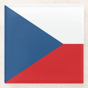 Glass coaster with flag of Czechia