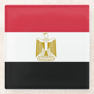 Glass coaster with flag of Egypt