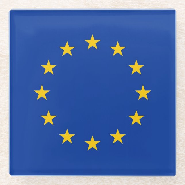 Glass coaster with flag of European Union (Front)