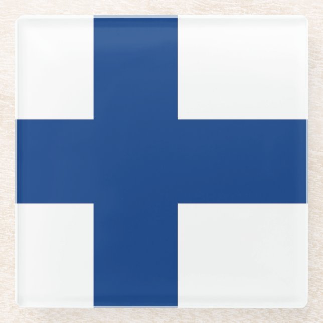 Glass coaster with flag of Finland (Front)