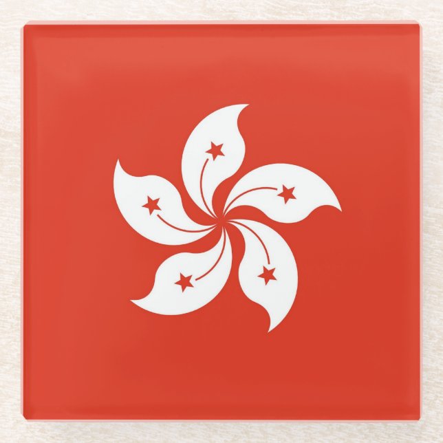 Glass coaster with flag of Hong Kong (Front)