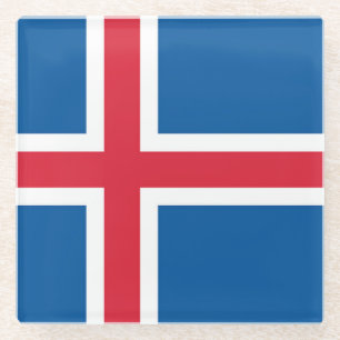 Glass coaster with flag of Iceland