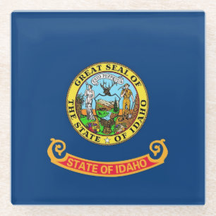 Glass coaster with flag of Idaho, USA