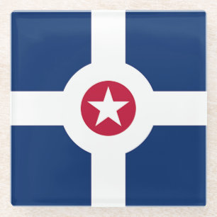 Glass coaster with flag of Indianapolis, USA