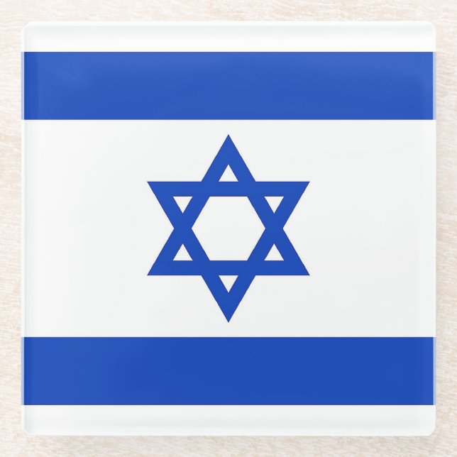 Glass coaster with flag of Israel (Front)