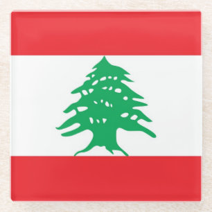 Glass coaster with flag of Lebanon