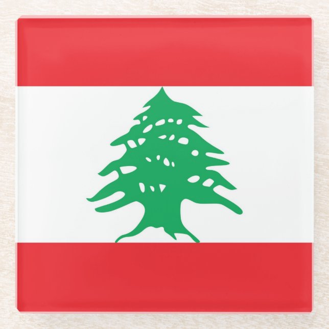 Glass coaster with flag of Lebanon (Front)