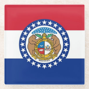 Glass coaster with flag of Missouri, USA