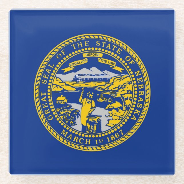 Glass coaster with flag of Nebraska, USA (Front)