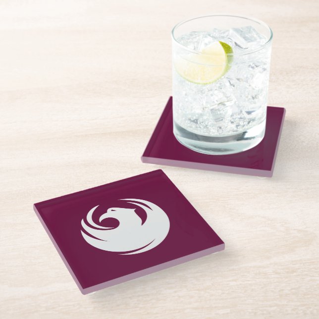 Glass coaster with flag of Phoenix, Arizona (Angled)