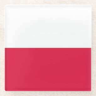 Glass coaster with flag of Poland
