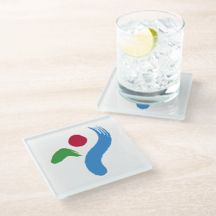 Glass coaster with flag of Seoul, South Korea