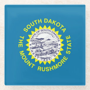 Glass coaster with flag of South Dakota, USA