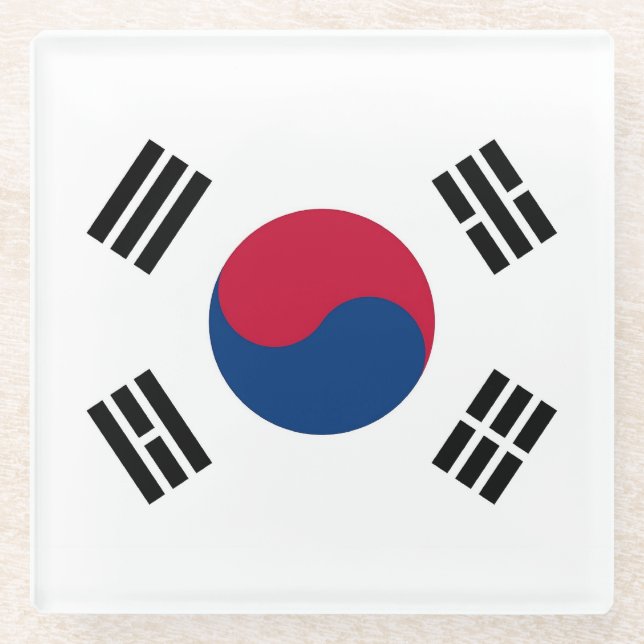 Glass coaster with flag of South Korea (Front)