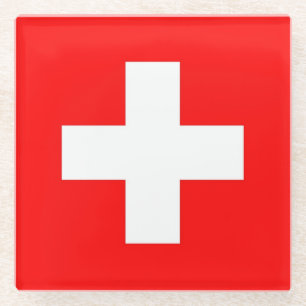 Glass coaster with flag of Switzerland