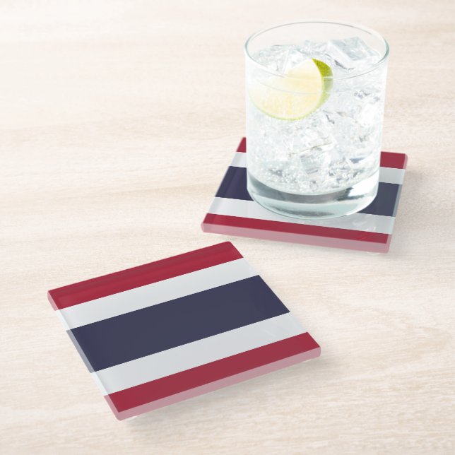 Glass coaster with flag of Thailand (Angled)