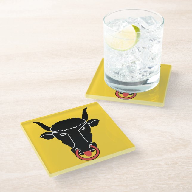 Glass coaster with flag of Uri Canton, Switzerland (Angled)