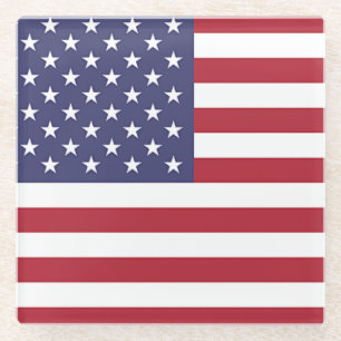 Glass coaster with flag of USA