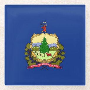 Glass coaster with flag of Vermont State, USA