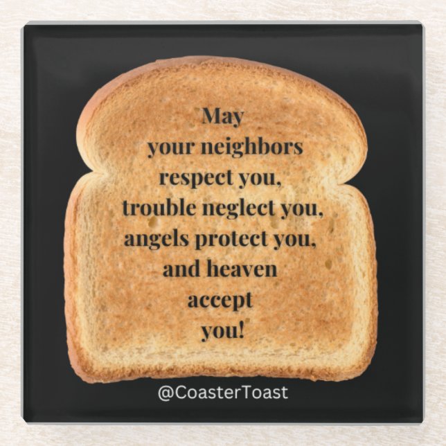  Glass Coaster with Funny Witty Toast (Front)
