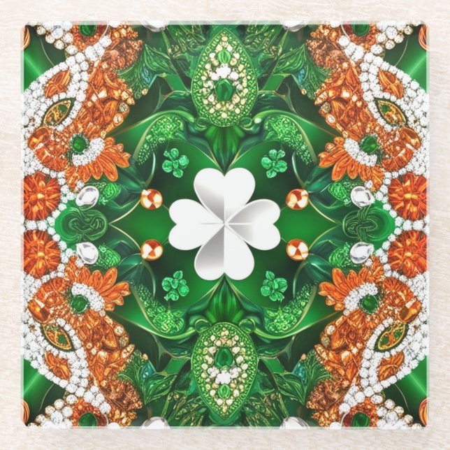 Glass coaster with Irish Colours (Front)