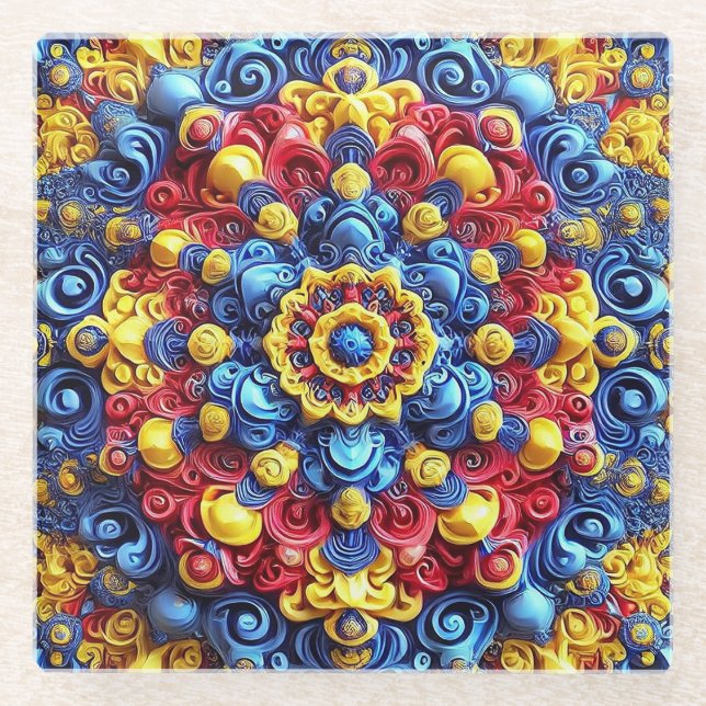 Glass coaster with Romanian Colours (Front)