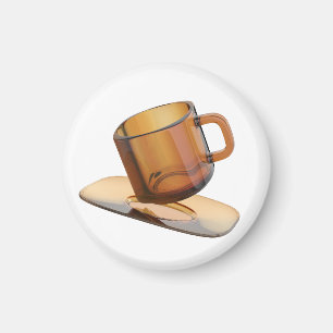 Glass coffee cup with a saucer magnet