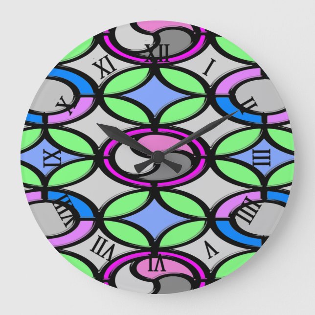 Glass colored tiled large clock (Front)