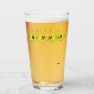 Glass Cup : Asian Flower with Butterfly