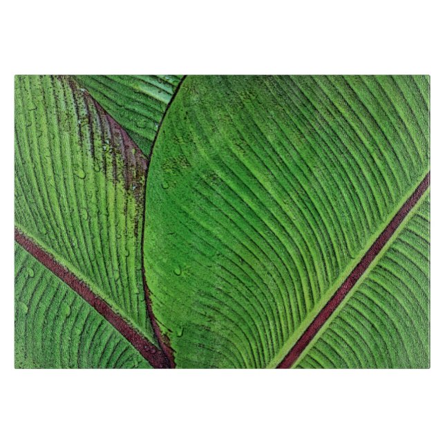 GLASS CUTTING BOARD, "BANANA LEAVES" BOARD (Front)