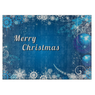 Glass Cutting Board/Blue Ornaments Board