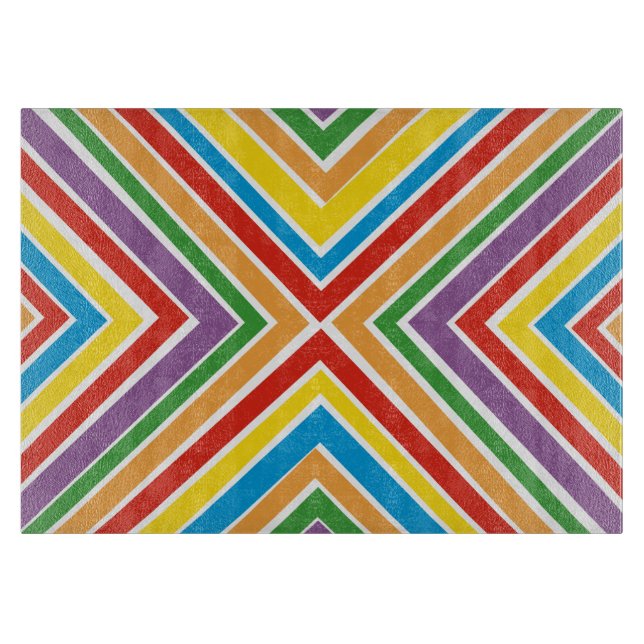 Glass Cutting Board Bullseye Rainbow (Front)