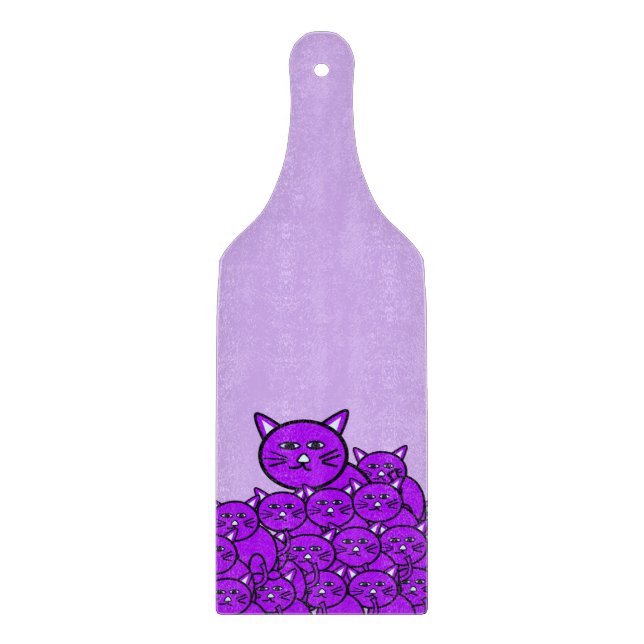 Glass Cutting Board Cat Purple Meow (Front)