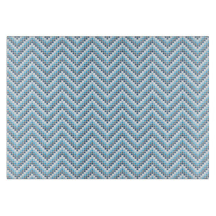 Glass Cutting Board Chevron Dots Blue
