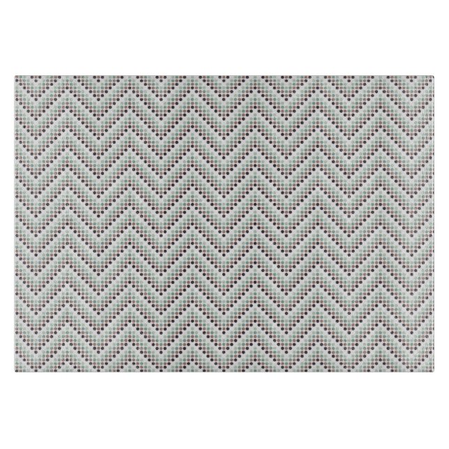 Glass Cutting Board Chevron Dots Grey (Front)