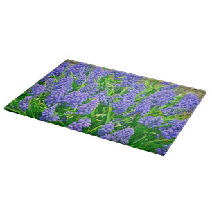 GLASS CUTTING BOARD,"GRAPE HYACINTHS" BOARD