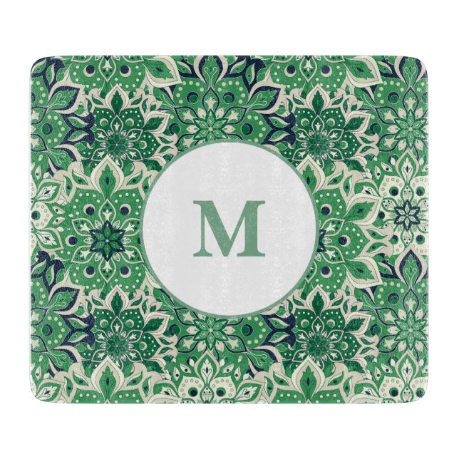 Glass Cutting Board Green Tile (Front)