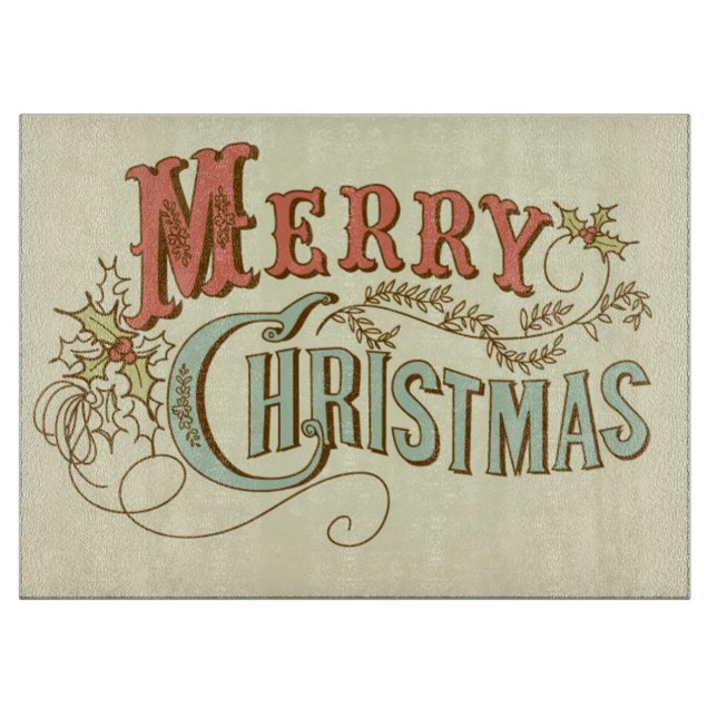 Glass Cutting Board/Merry Christmas Cutting Board (Front)