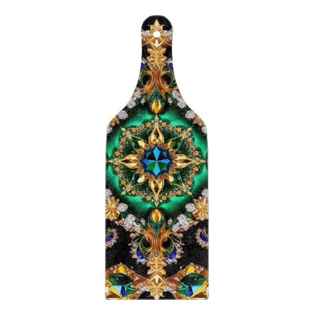 Glass cutting board paddle Brazilian Colours (Front)