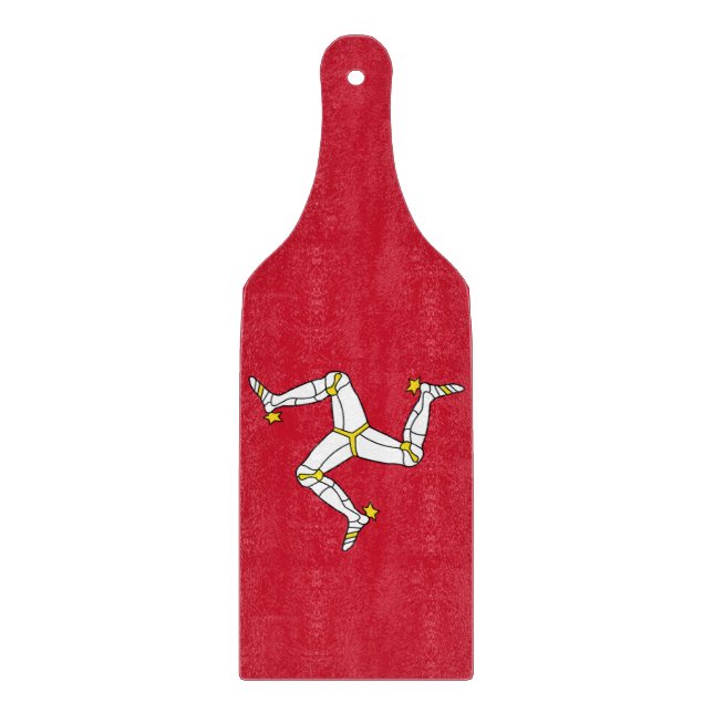 Glass cutting board paddle - Isle Of Man flag (Front)
