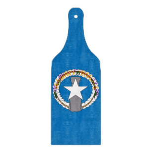 Glass cutting board paddle Northern Mariana flag