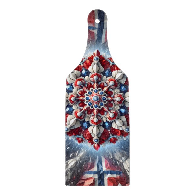 Glass cutting board paddle Norwegian Colours (Front)