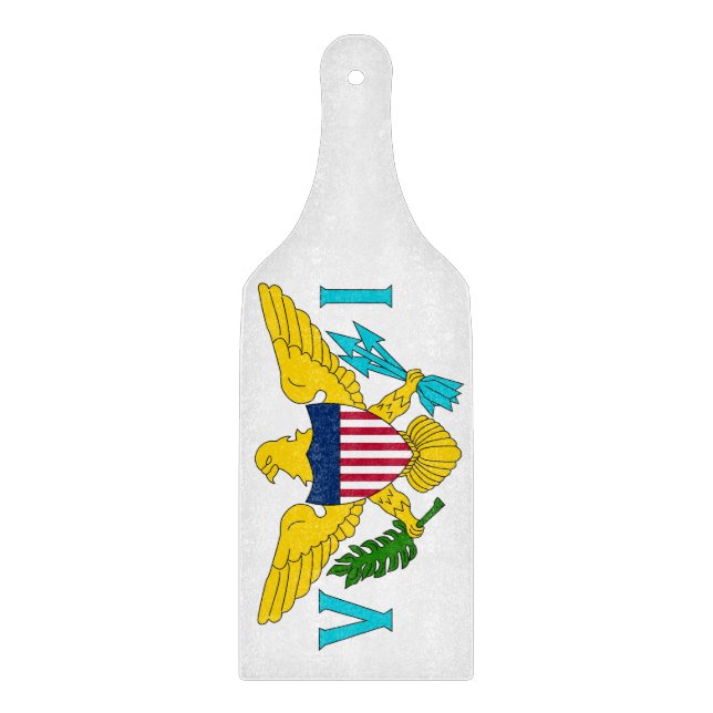 Glass cutting board paddle Virgin Islands flag (Front)