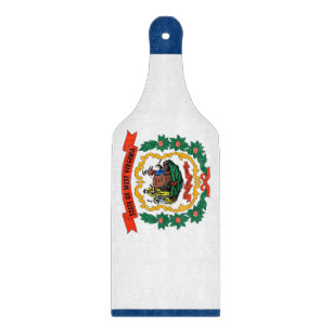 Glass cutting board paddle West Virginia flag