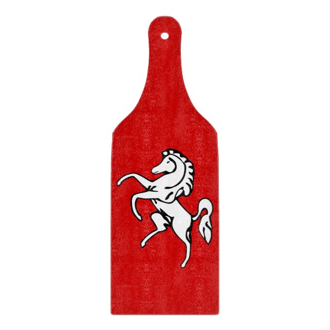 Glass cutting board paddle with flag Kent (Front)