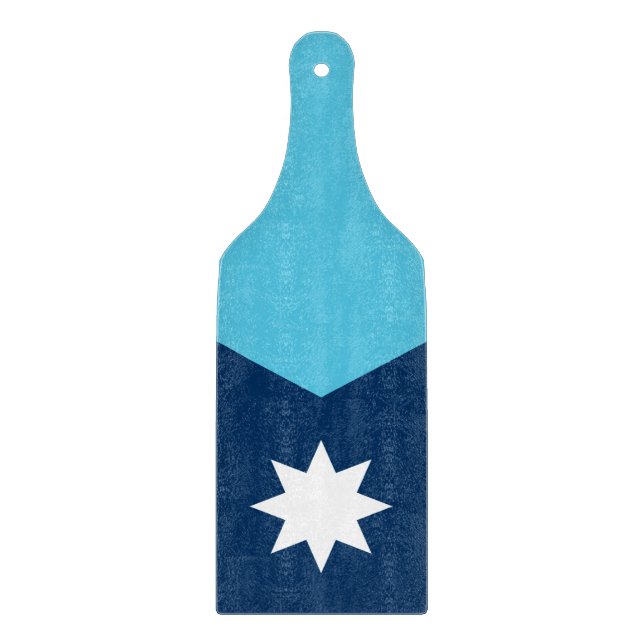 Glass cutting board paddle with flag Minnesota (Front)
