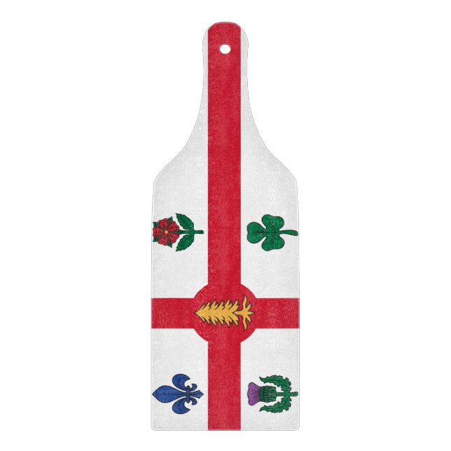 Glass cutting board paddle with flag Montreal (Front)