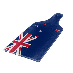 Glass cutting board paddle with flag New Zealand